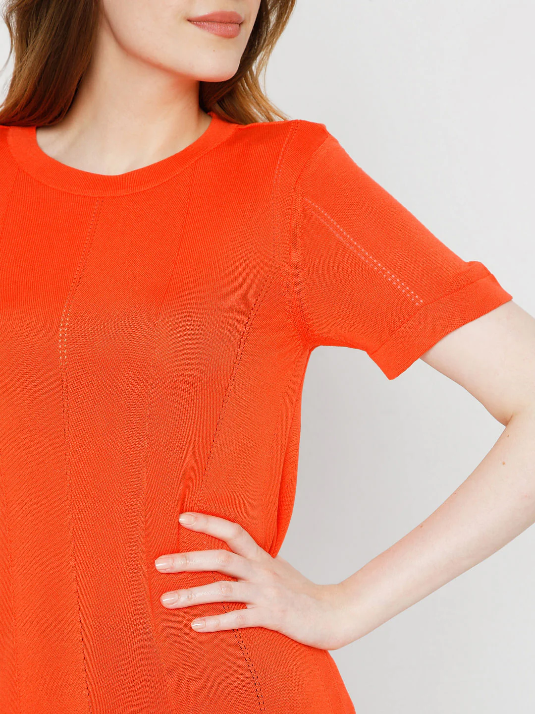 Orange Textured Knit Top - Image 6