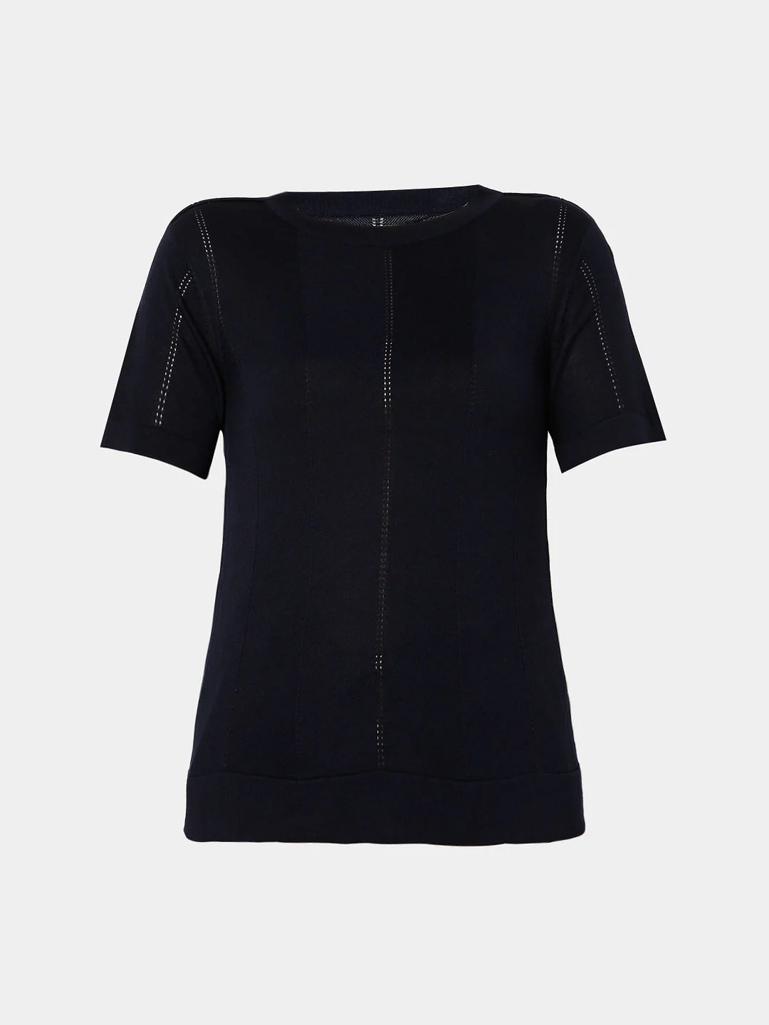 Navy Blue Textured Knit Top - Image 7