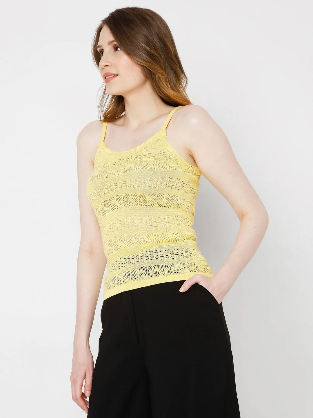 Yellow Crochet Knit Top - Image 3