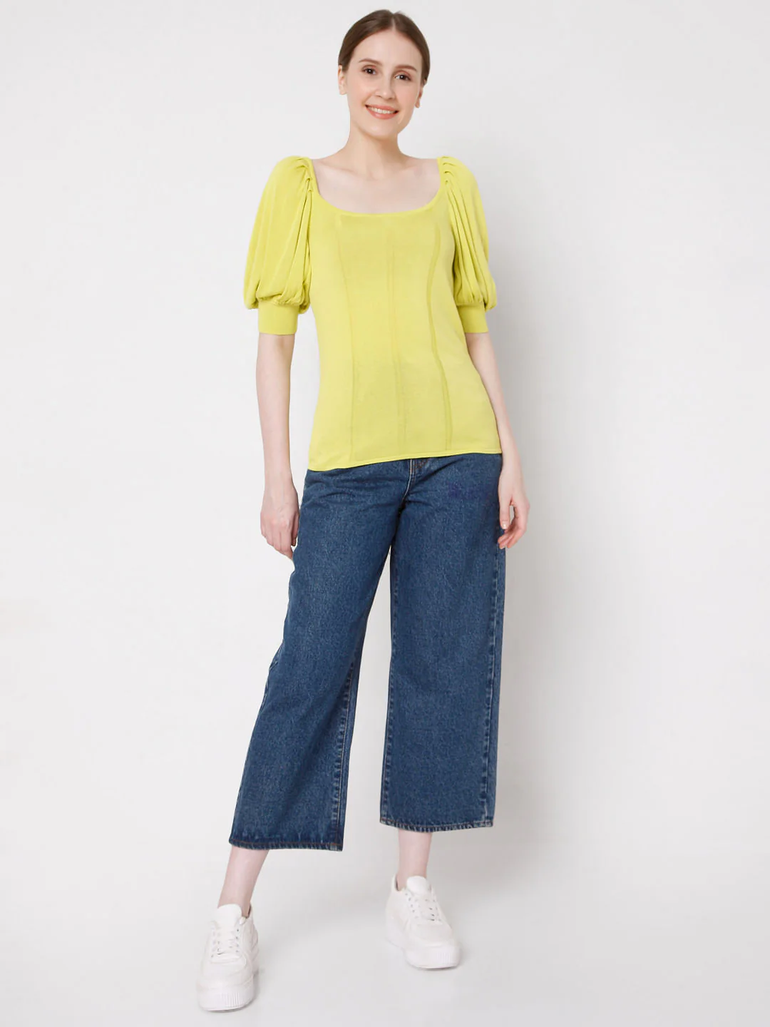 Yellow Puff Sleeves Knit Top - Image 5