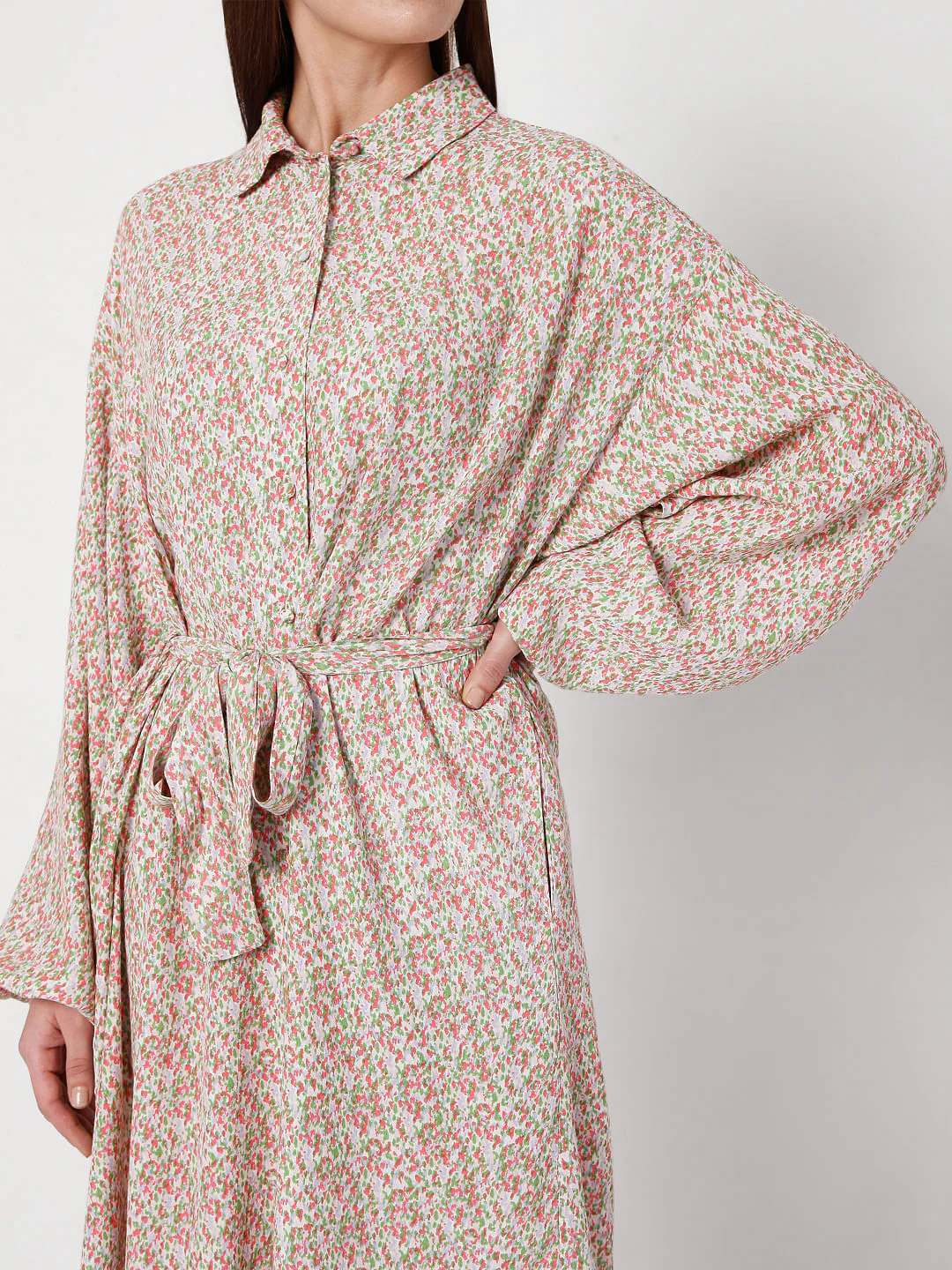 Pink Floral Print Dress - Image 5