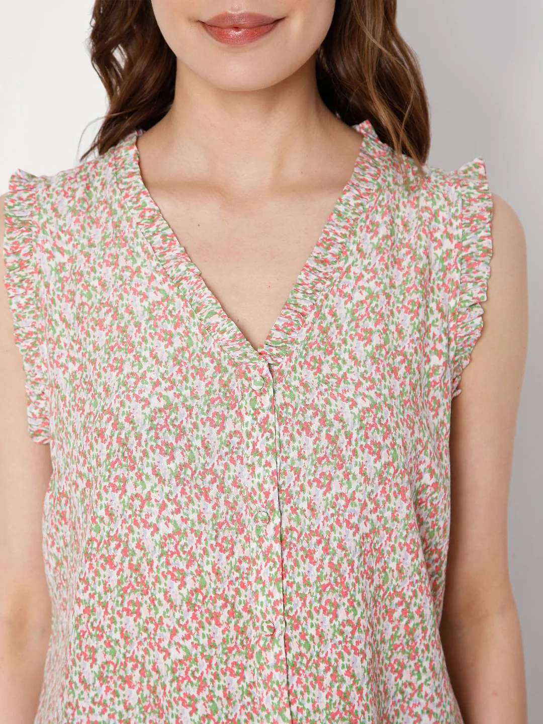 Pink Ditsy Print Top - Image 6