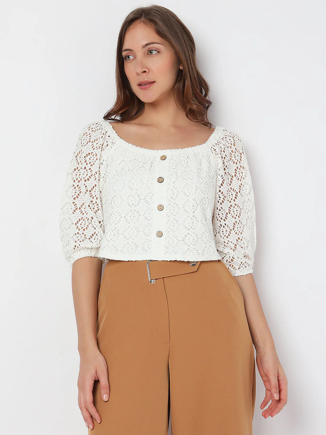 White Lace Crochet Top - Image 2