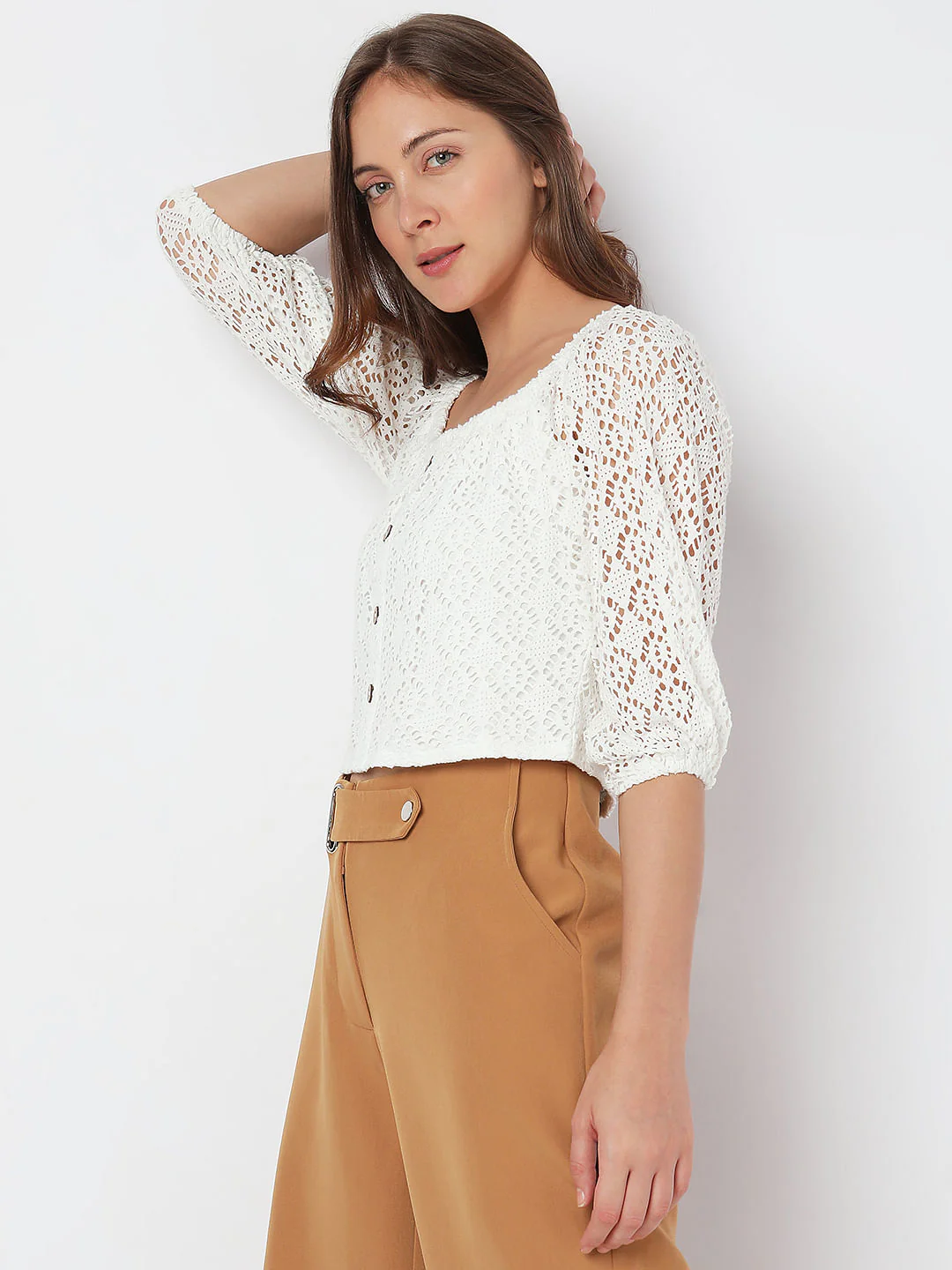 White Lace Crochet Top - Image 3