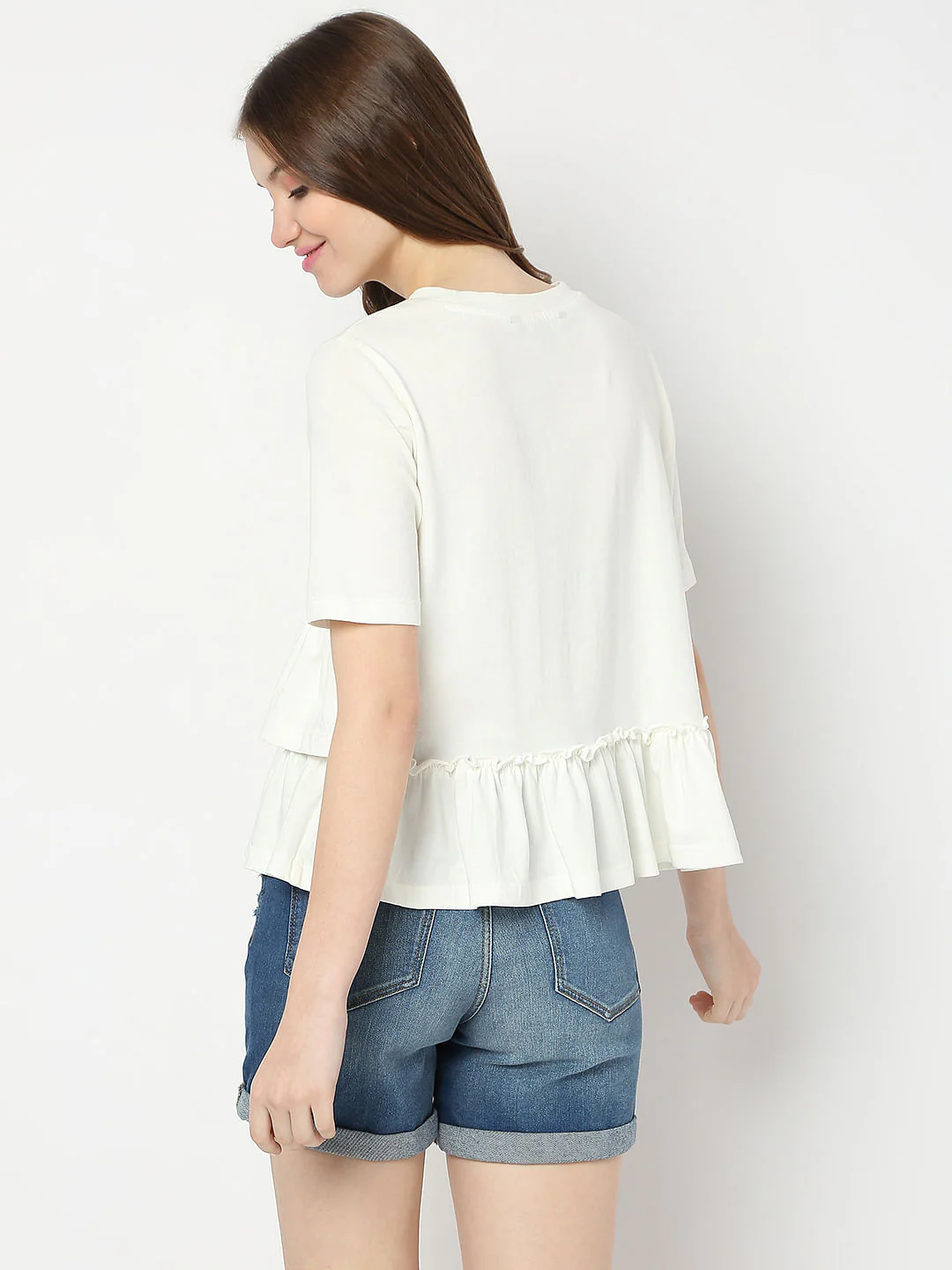 White Ruffle Detail Knit Top - Image 5