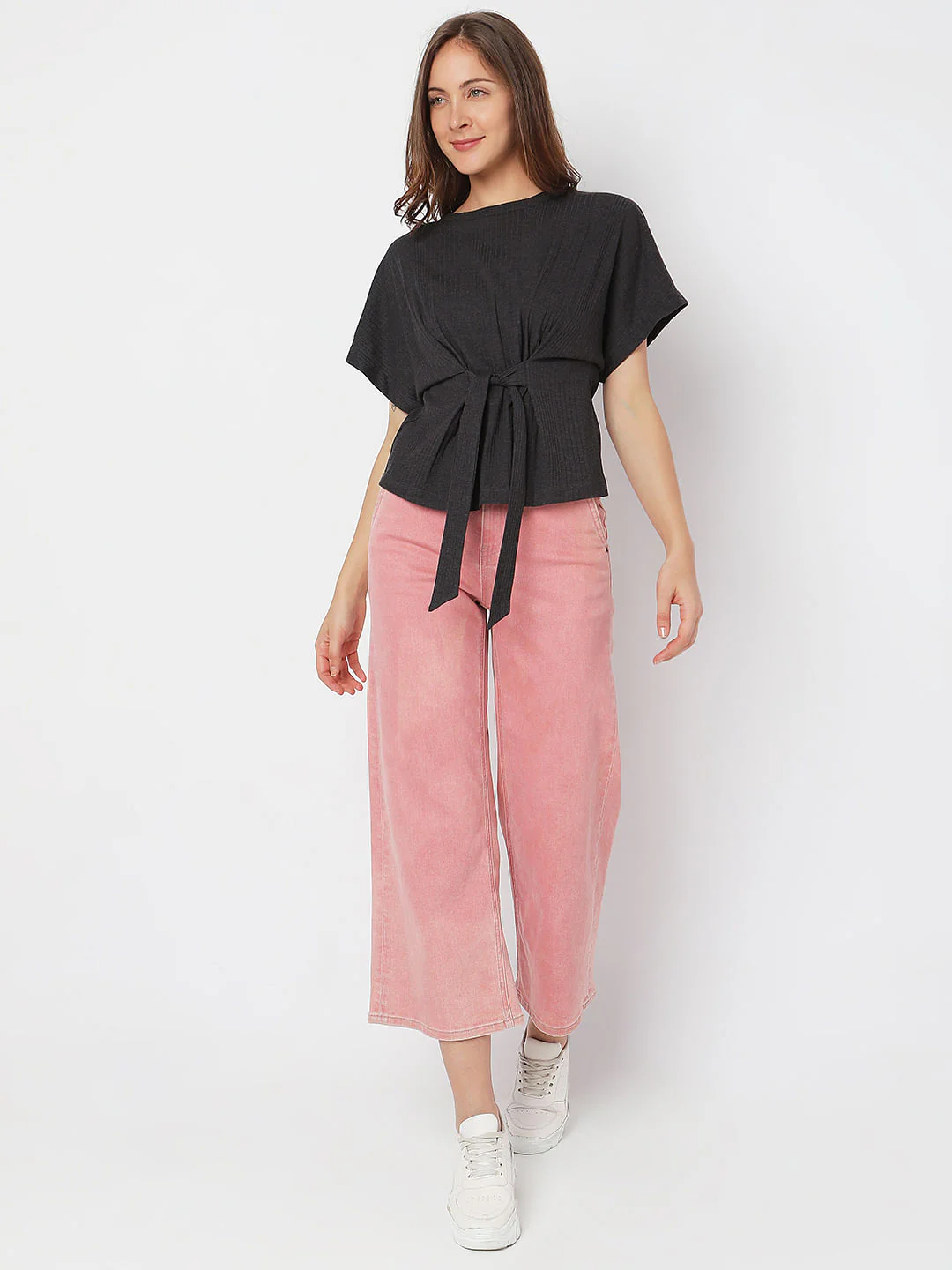 Black Front Tie Knit Top - Image 5