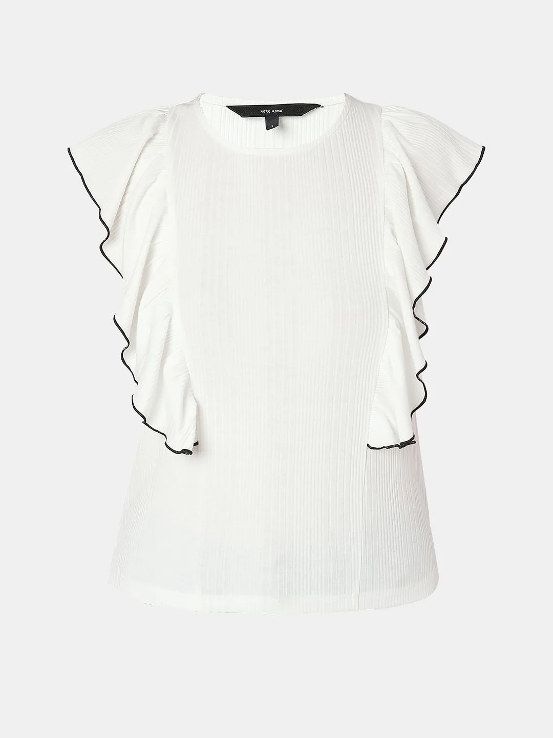 White Ruffle Detail Knit Top - Image 7