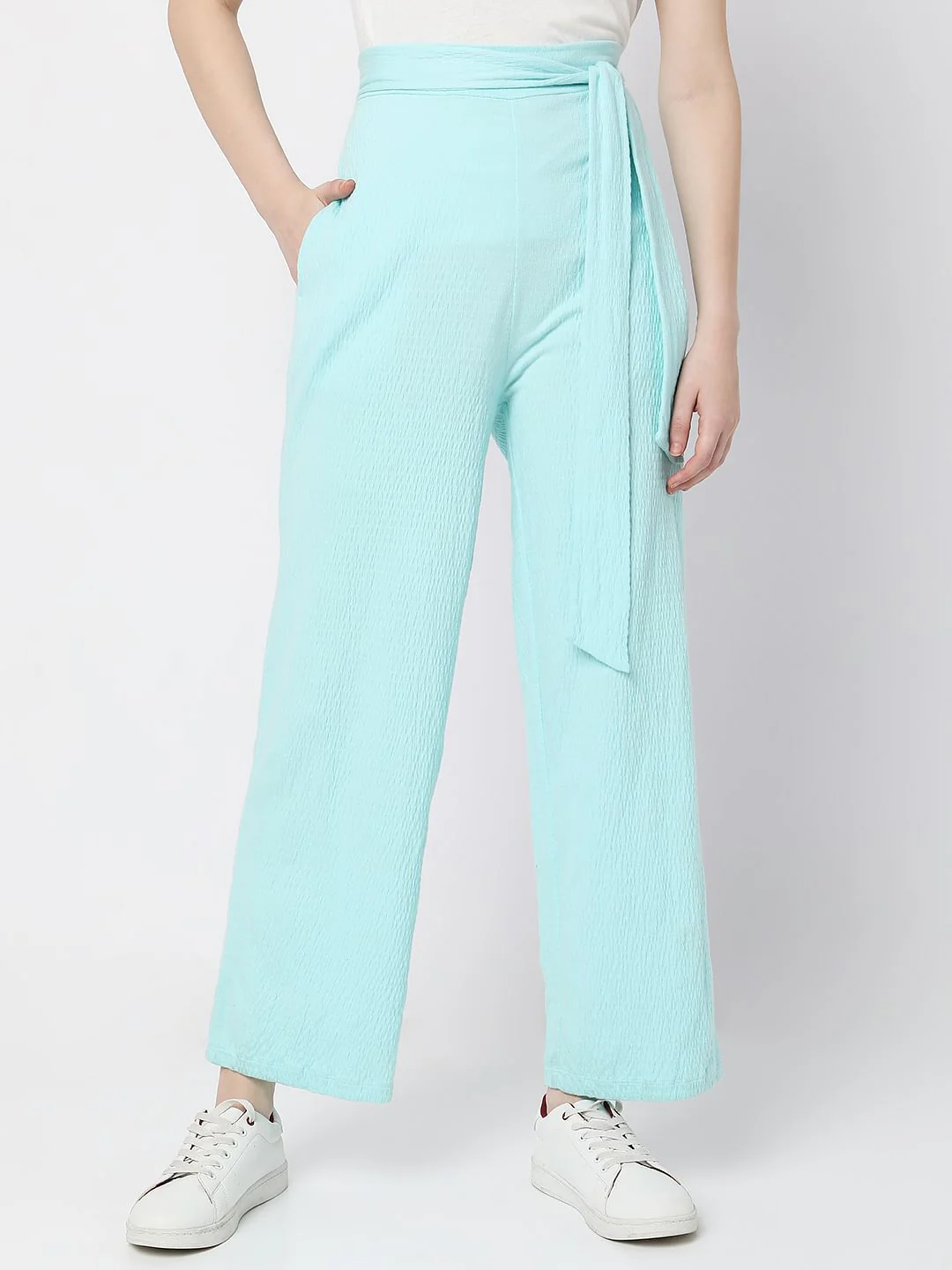 Blue Wide Leg Co-Ord Set Pants - Image 2