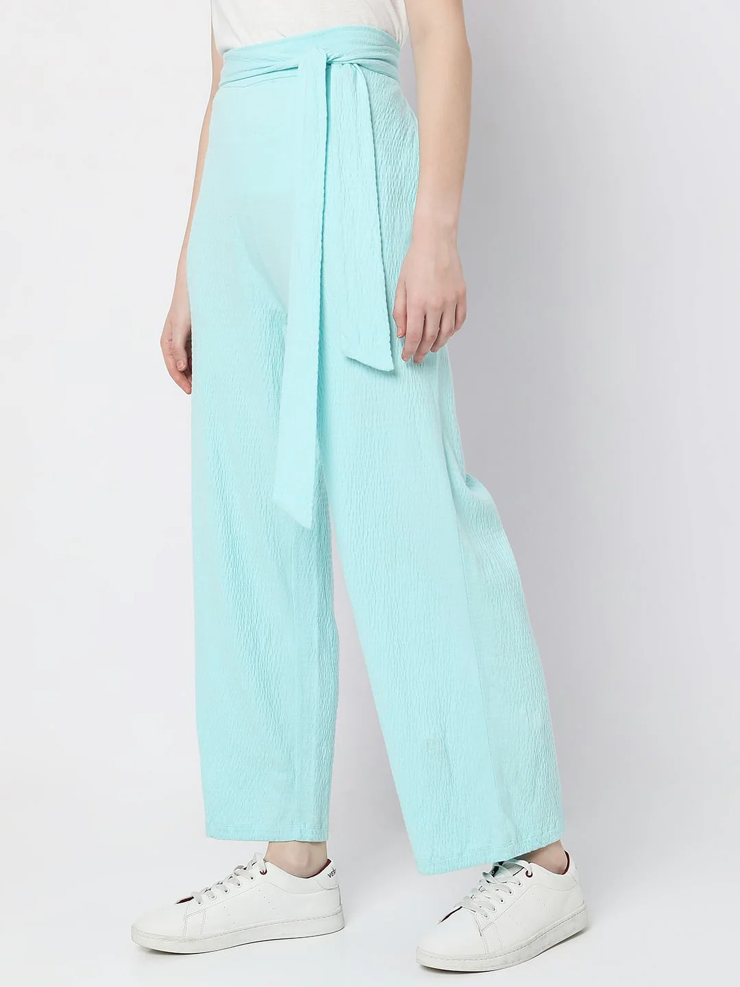 Blue Wide Leg Co-Ord Set Pants - Image 3