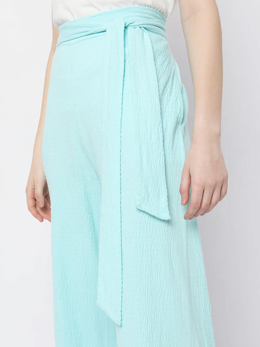 Blue Wide Leg Co-Ord Set Pants - Image 5