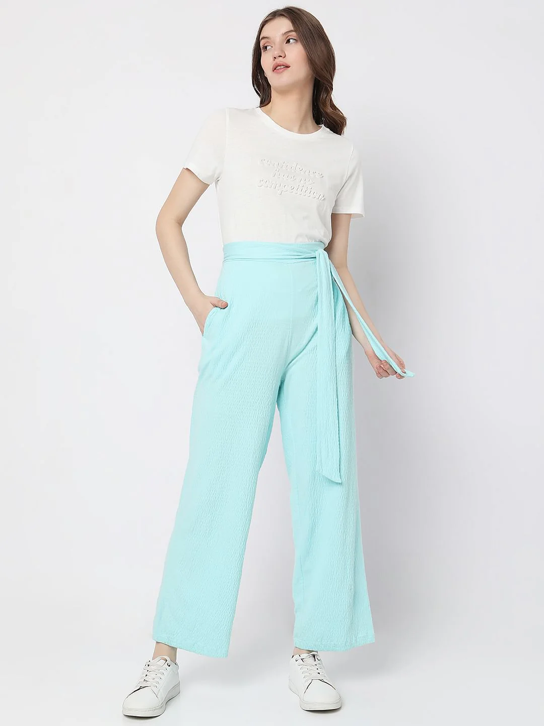 Blue Wide Leg Co-Ord Set Pants - Image 6