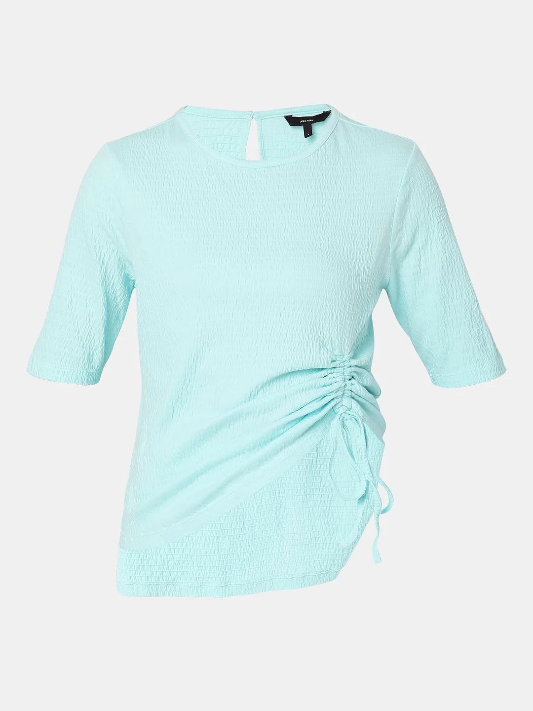 Aqua Blue Ruched Detail Co-Ord Top - Image 7