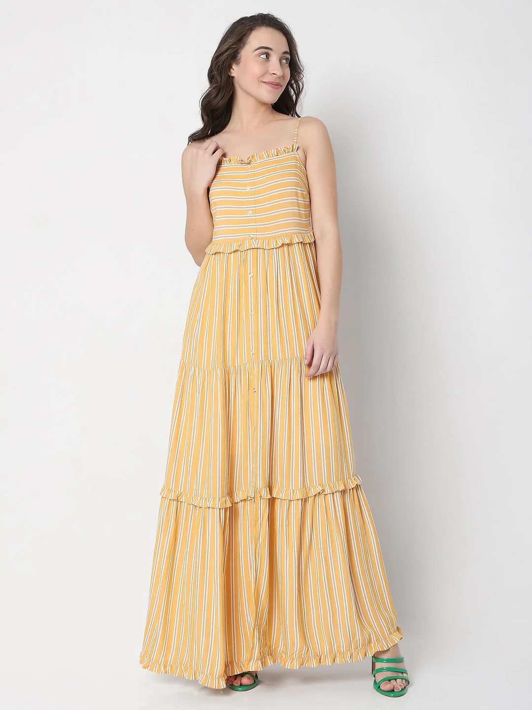 Yellow Striped Maxi Dress - Image 2