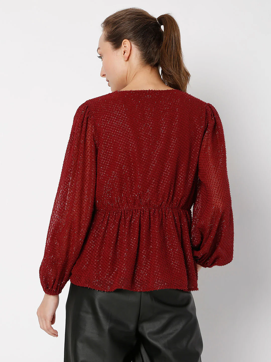 Maroon V-Neck Top - Image 4