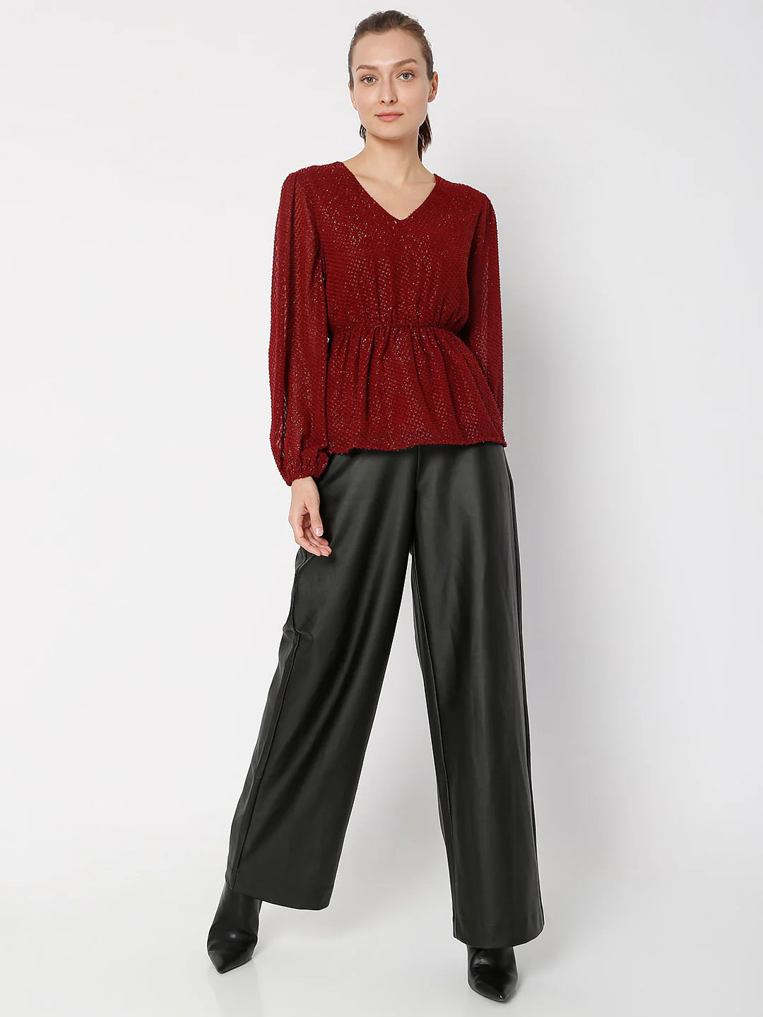 Maroon V-Neck Top - Image 5