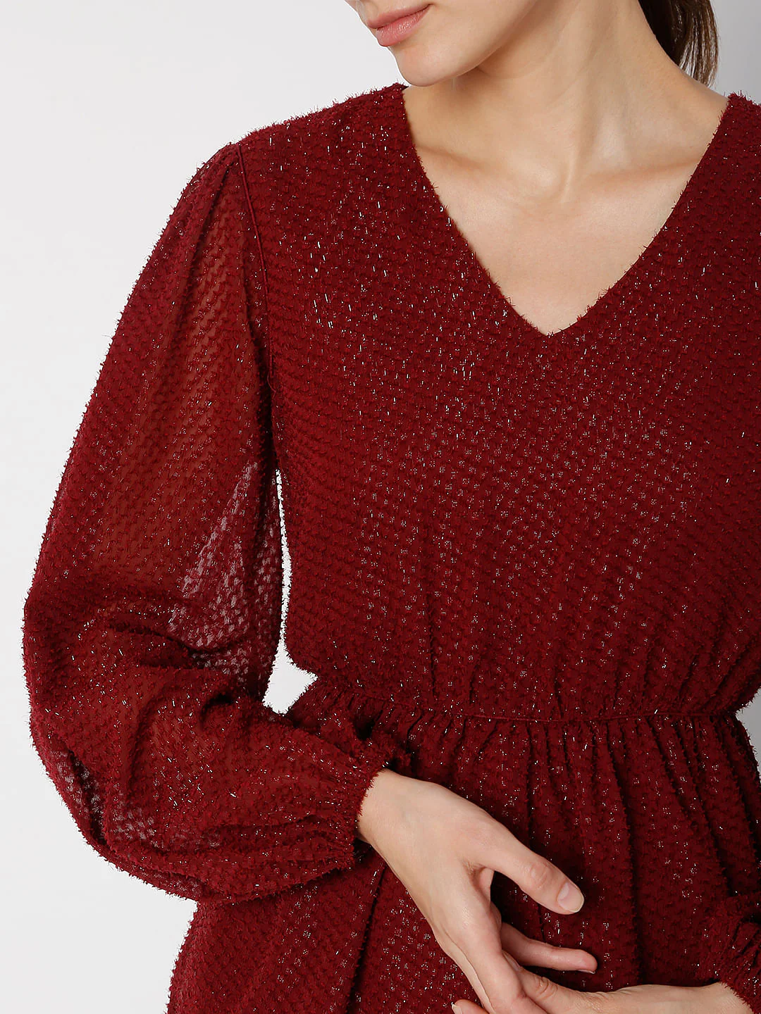 Maroon V-Neck Top - Image 6