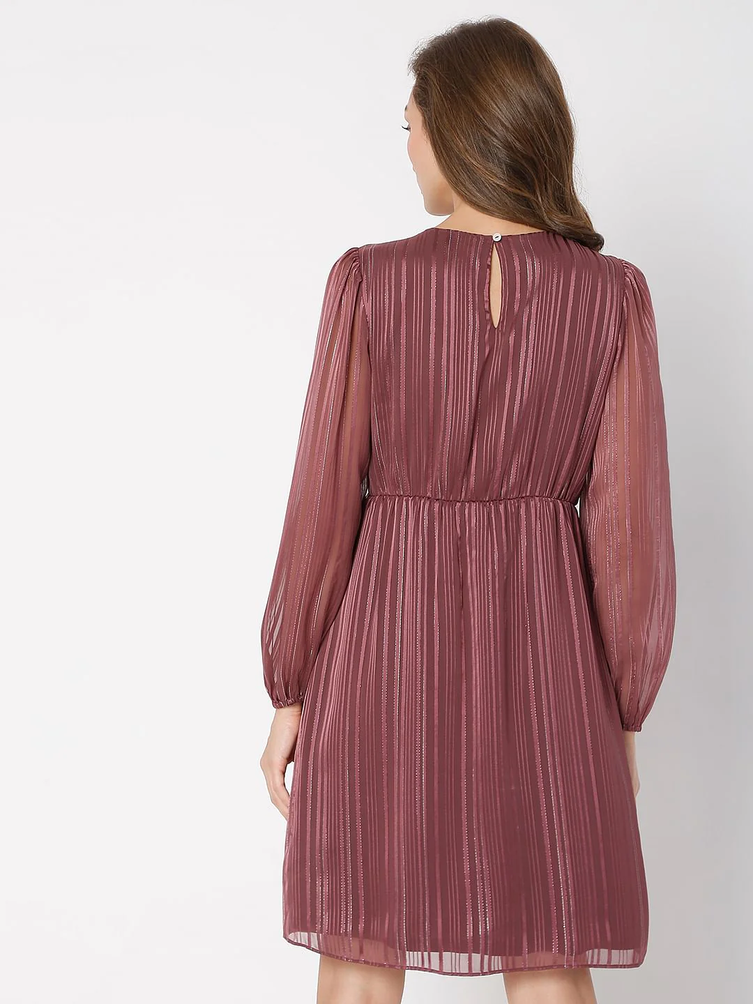 Violet Striped Fit & Flare Dress - Image 4