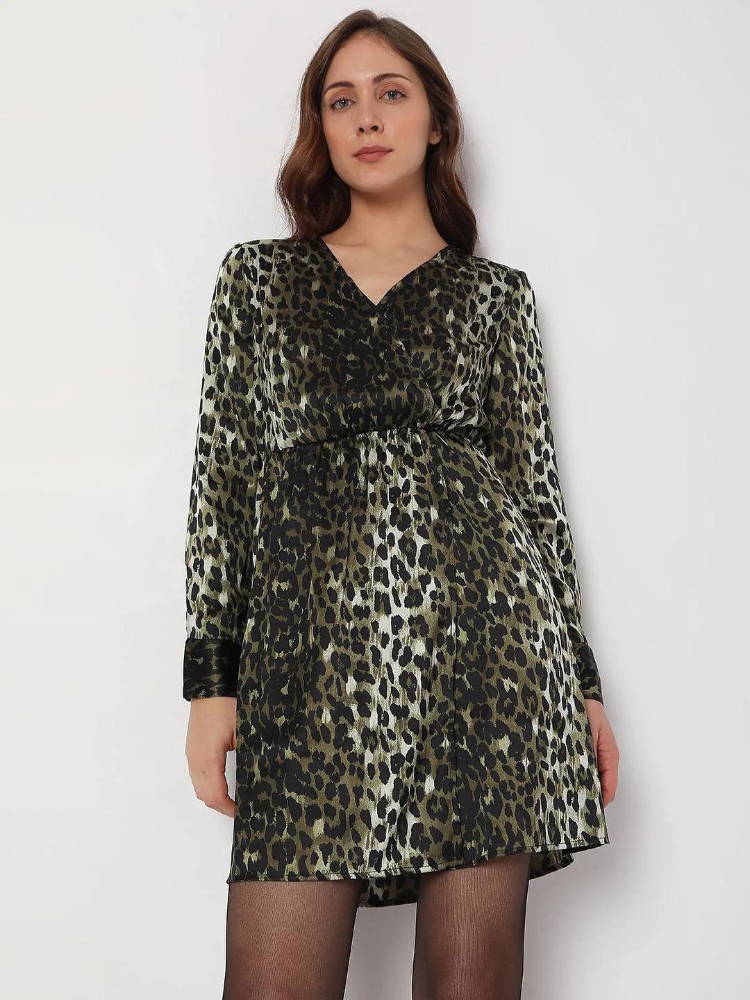 Green Animal Print Wrap Dress - Image 2
