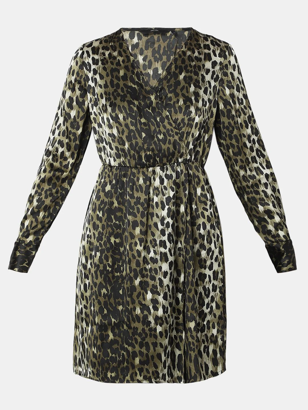 Green Animal Print Wrap Dress - Image 7