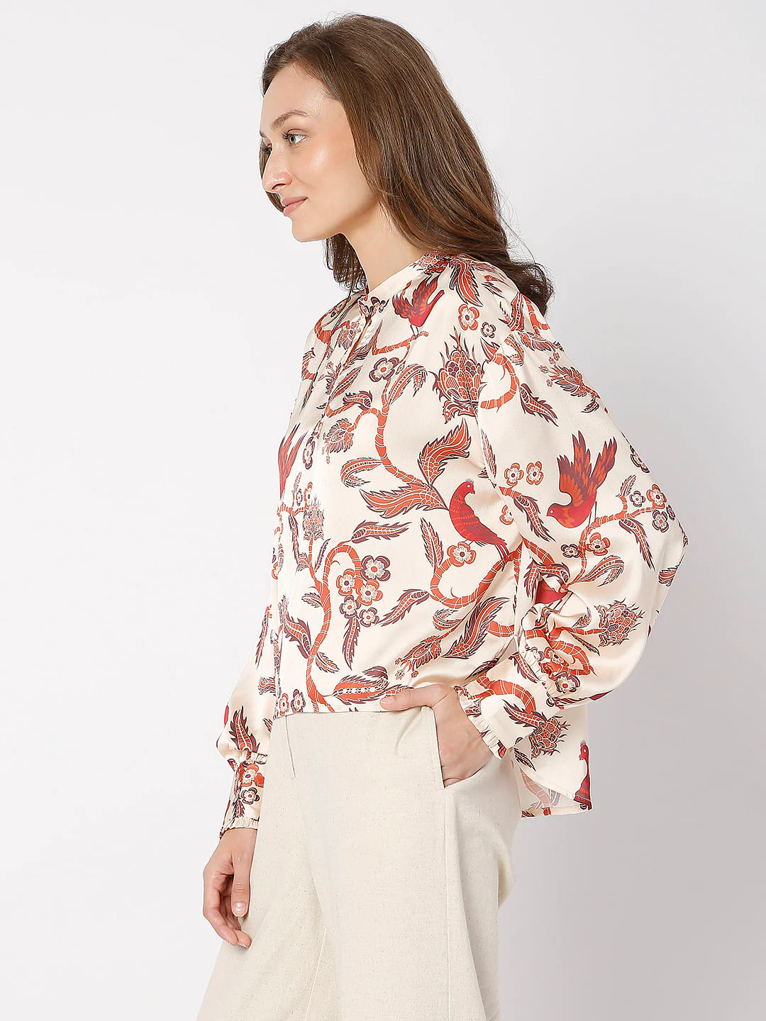 Beige Abstract Print Top - Image 3