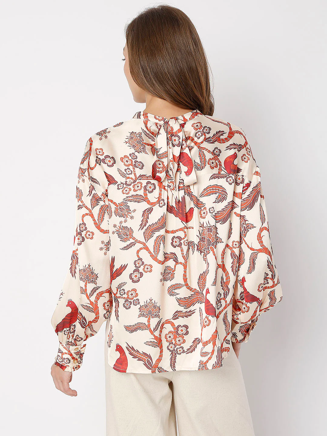 Beige Abstract Print Top - Image 4