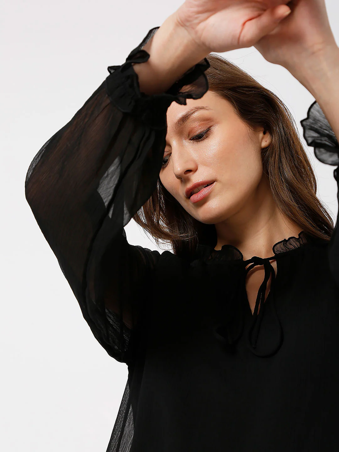 Black Ruffle Sheer Top - Image 6