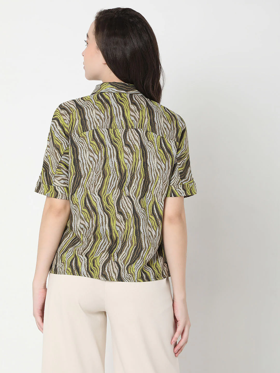 Green Abstract Print Shirt - Image 4
