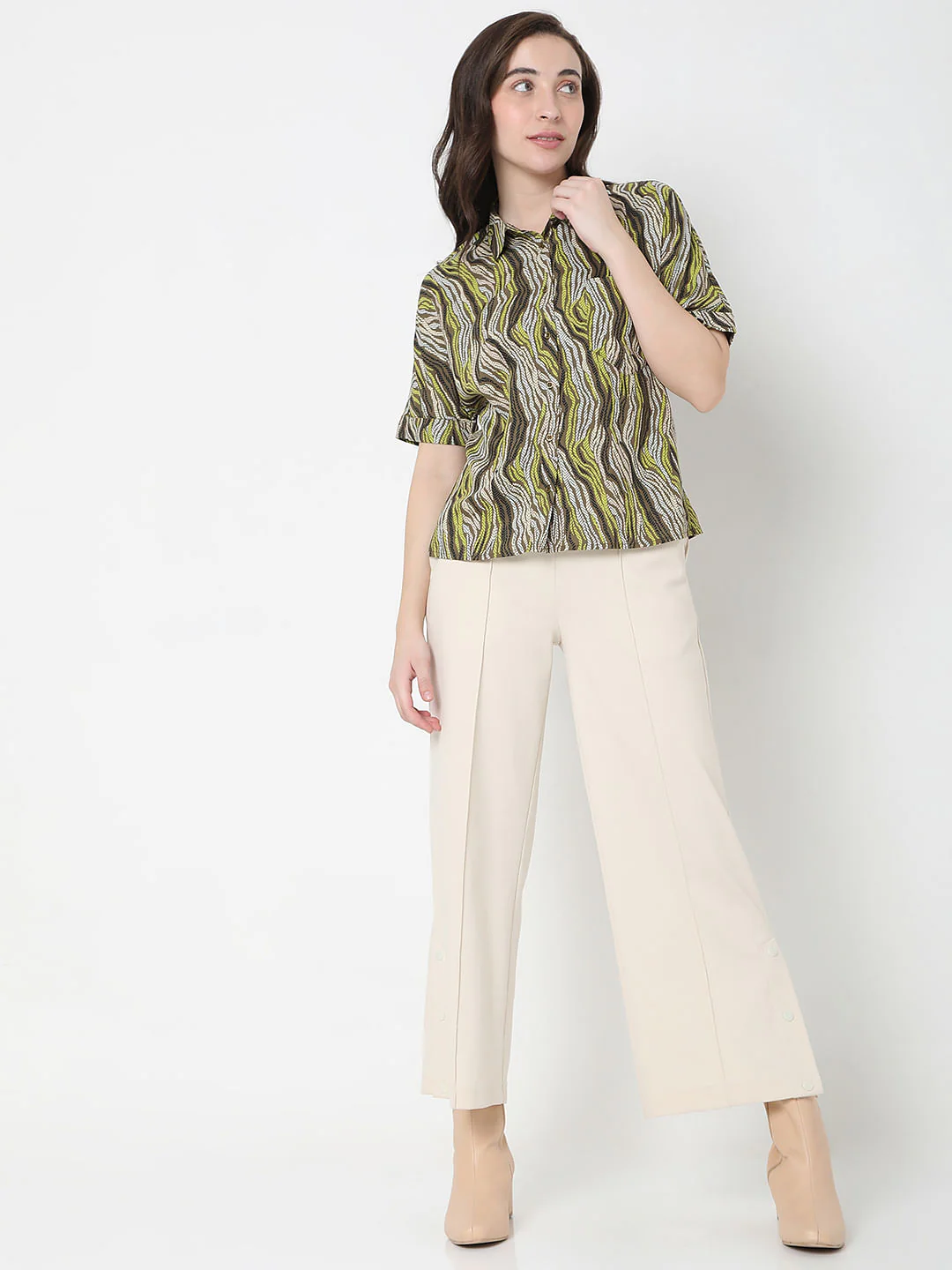 Green Abstract Print Shirt - Image 5