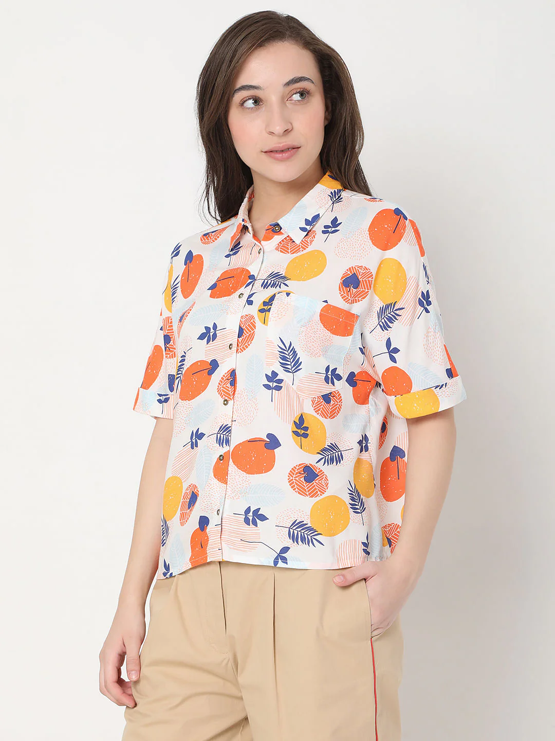 White Geometric Print Shirt - Image 3
