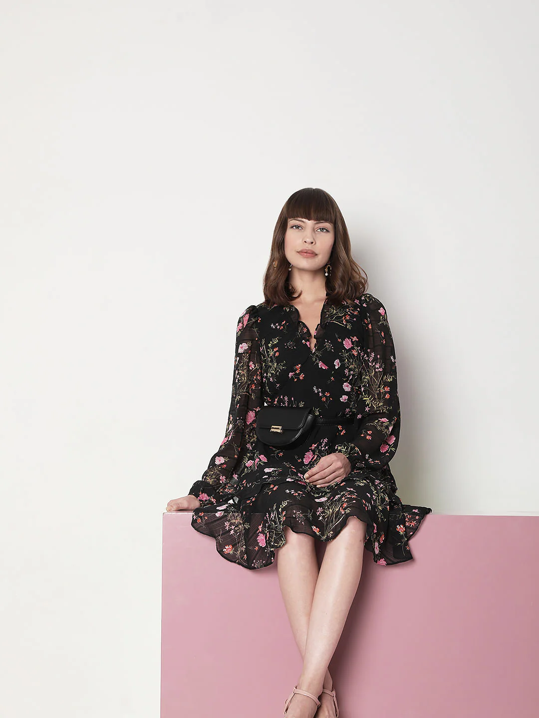 Black Floral Shift Dress