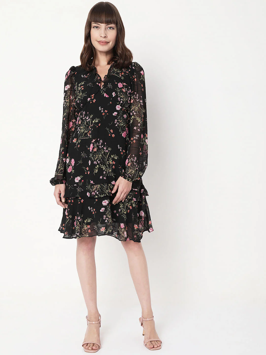 Black Floral Shift Dress - Image 2