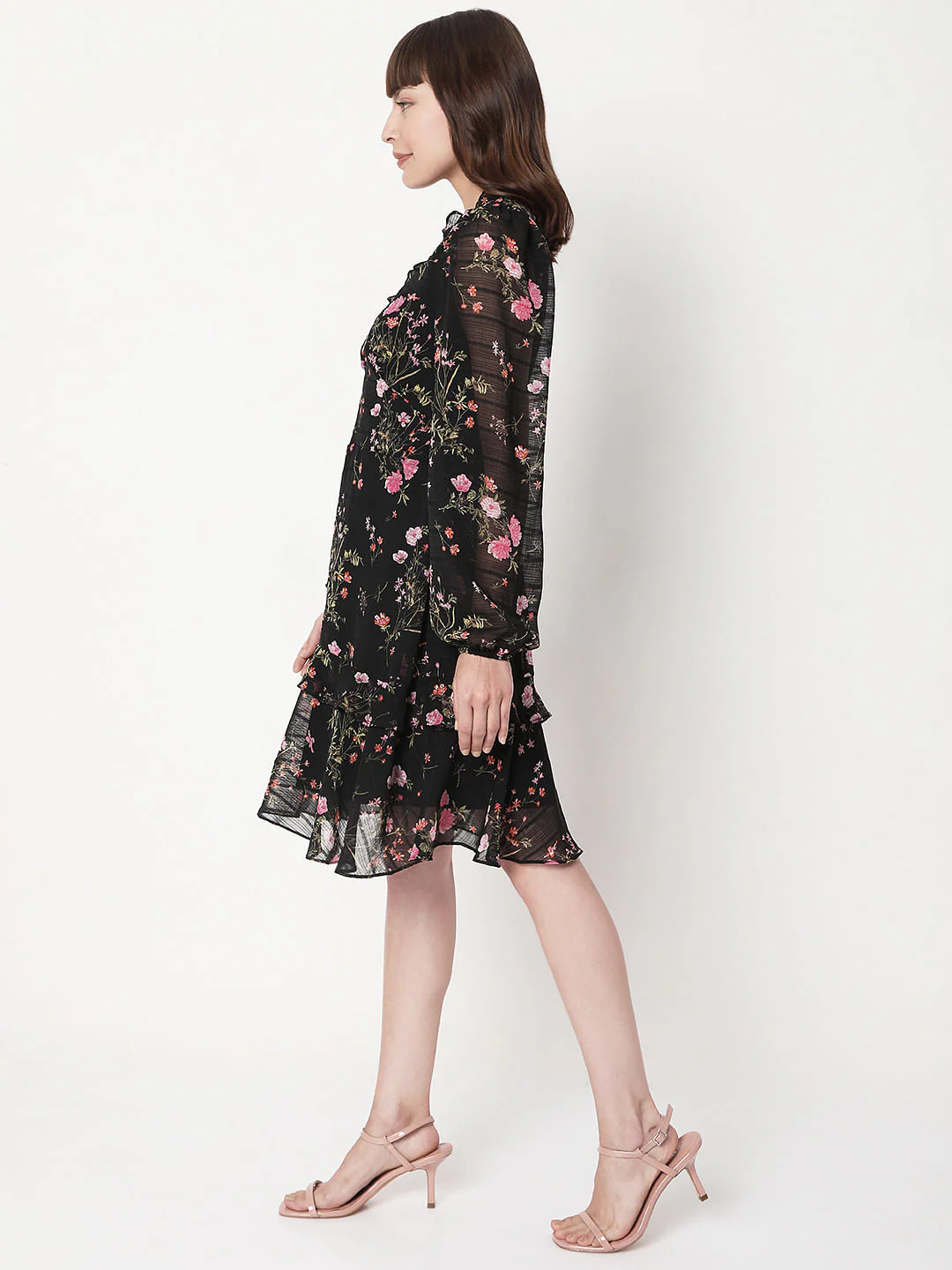 Black Floral Shift Dress - Image 3