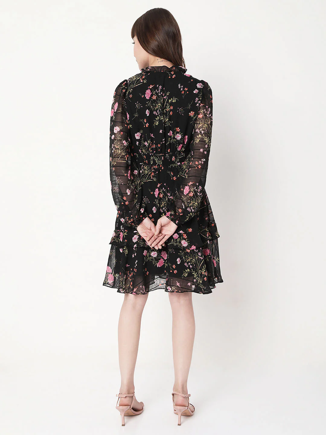 Black Floral Shift Dress - Image 4