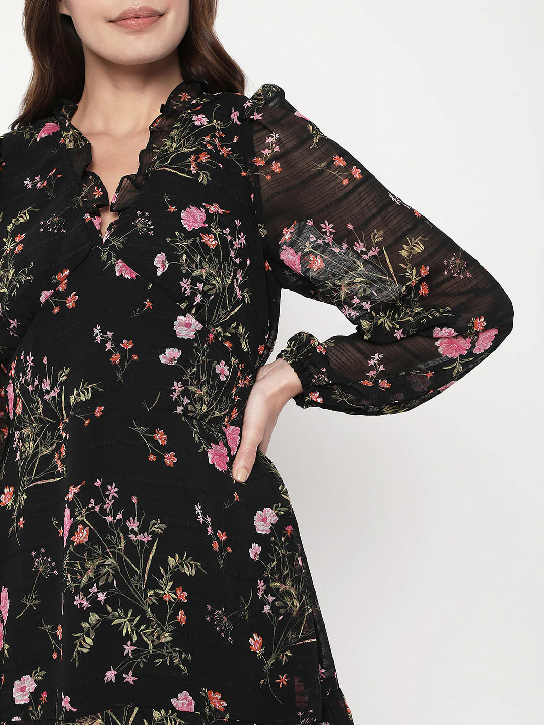 Black Floral Shift Dress - Image 5