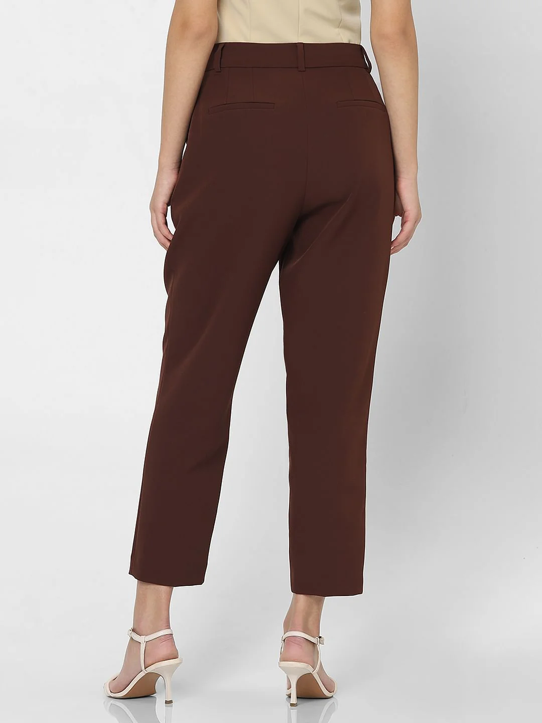Dark Brown High Rise Tapered Fit Pants - Image 4