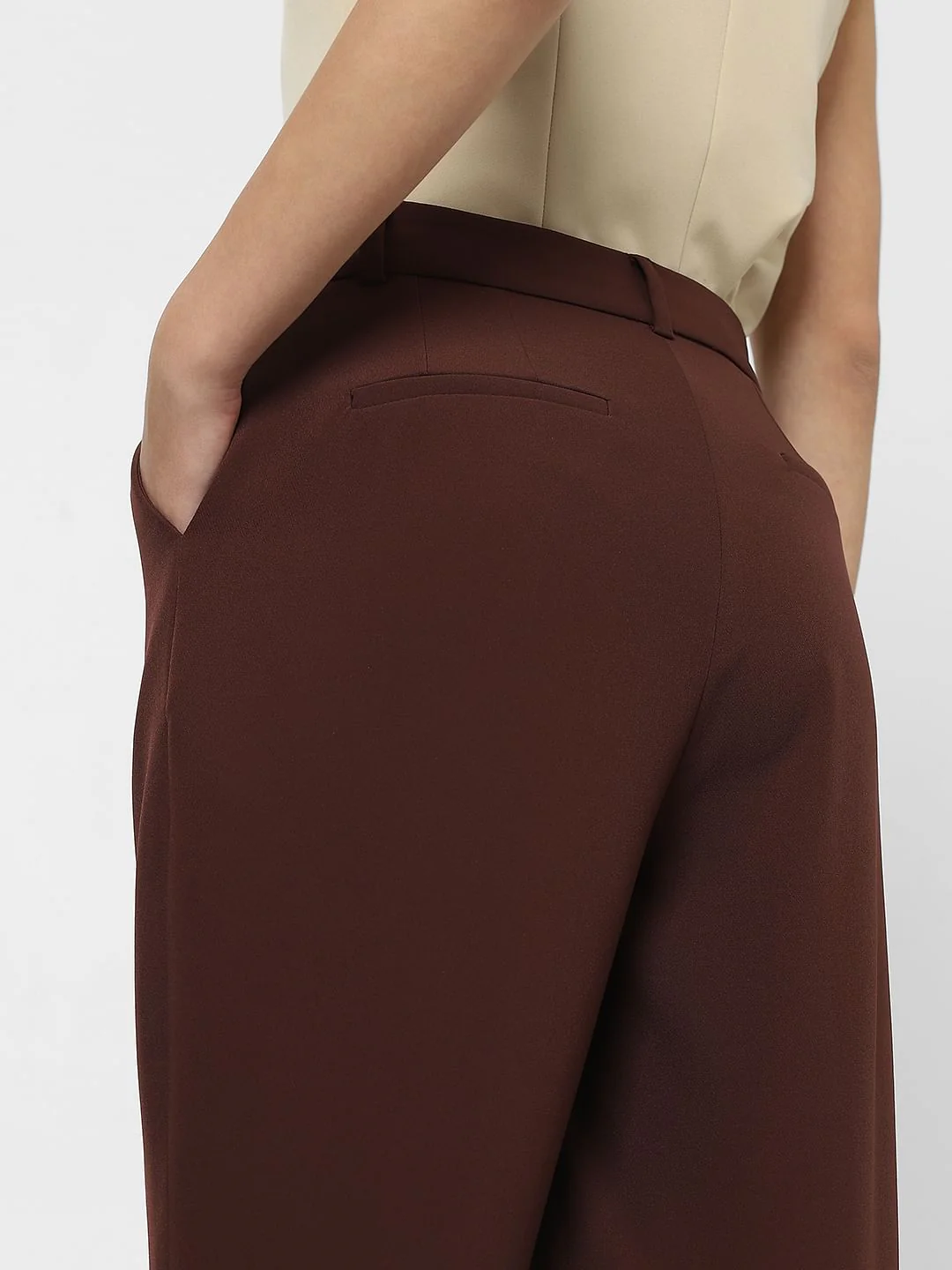Dark Brown High Rise Tapered Fit Pants - Image 8