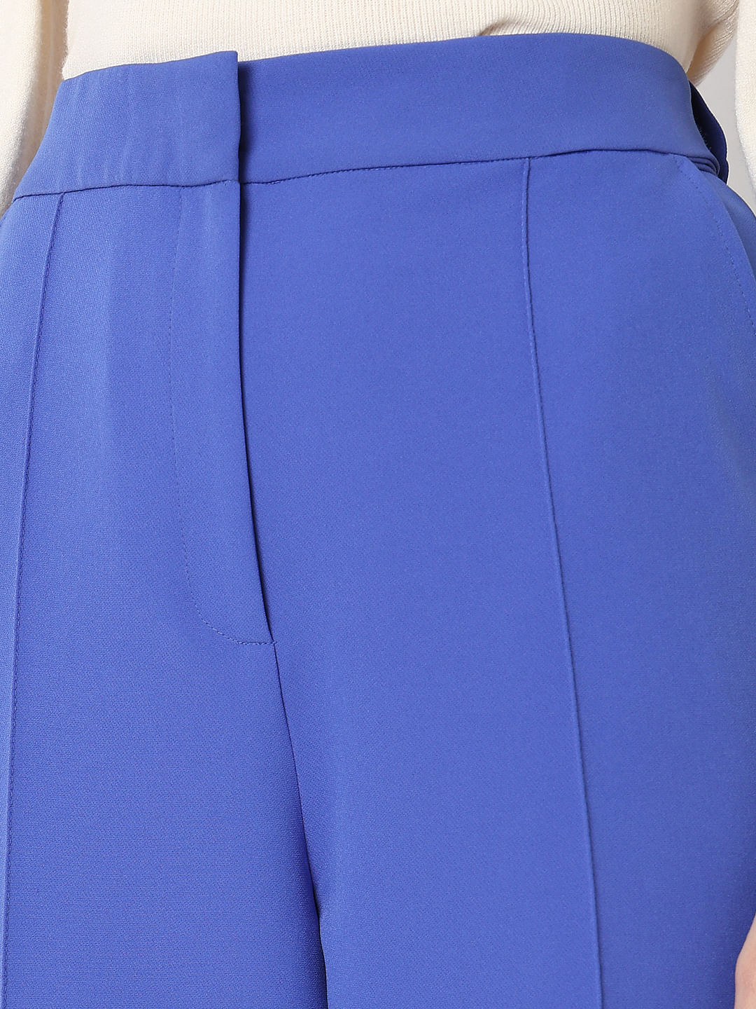 Blue High Rise Straight Fit Pants - Image 8