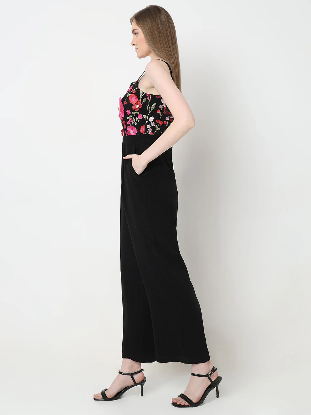 Marquee Black 3D Floral Jumpsuit - Image 3