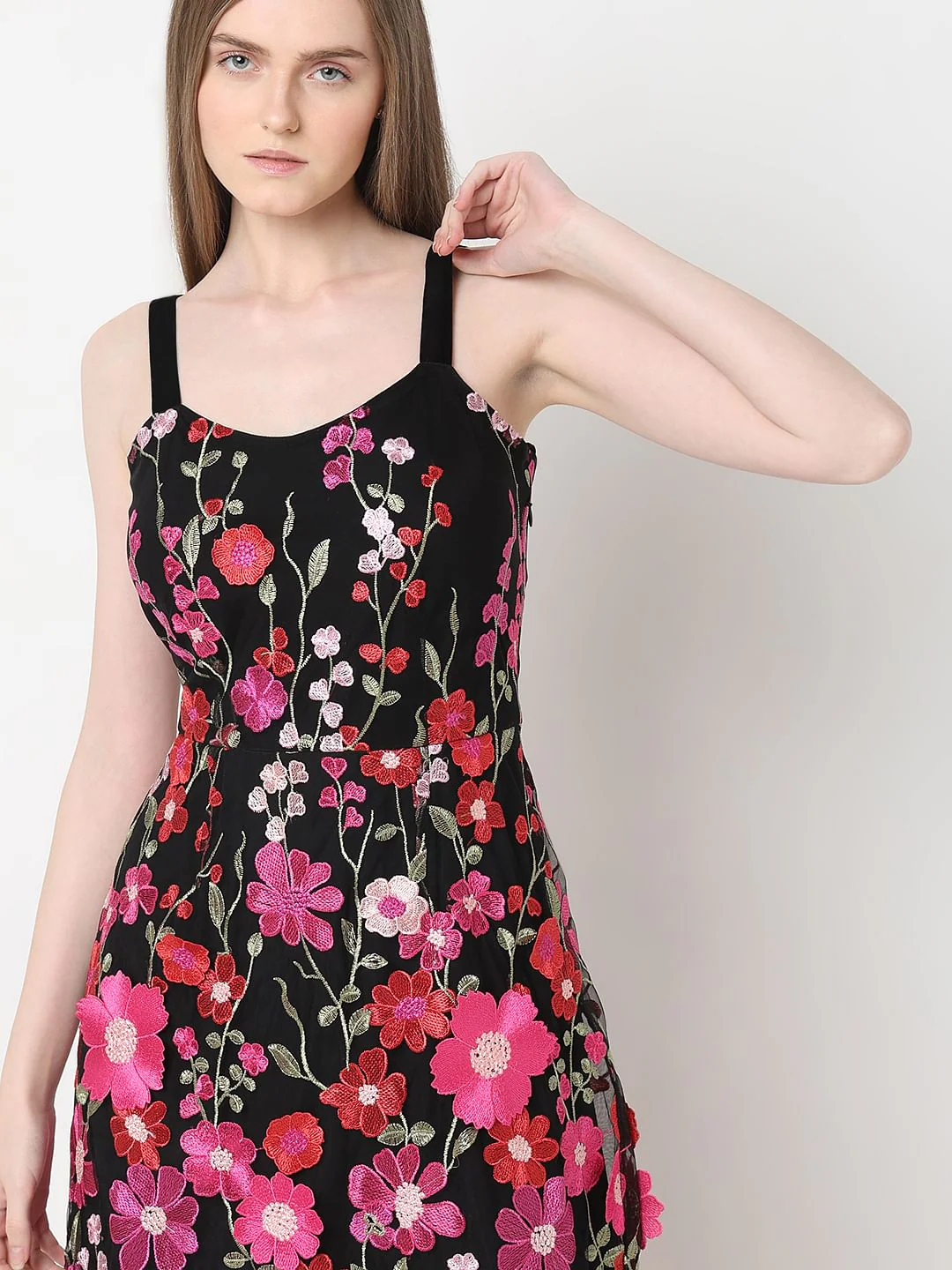 Marquee Black 3D Floral Midi Dress - Image 5