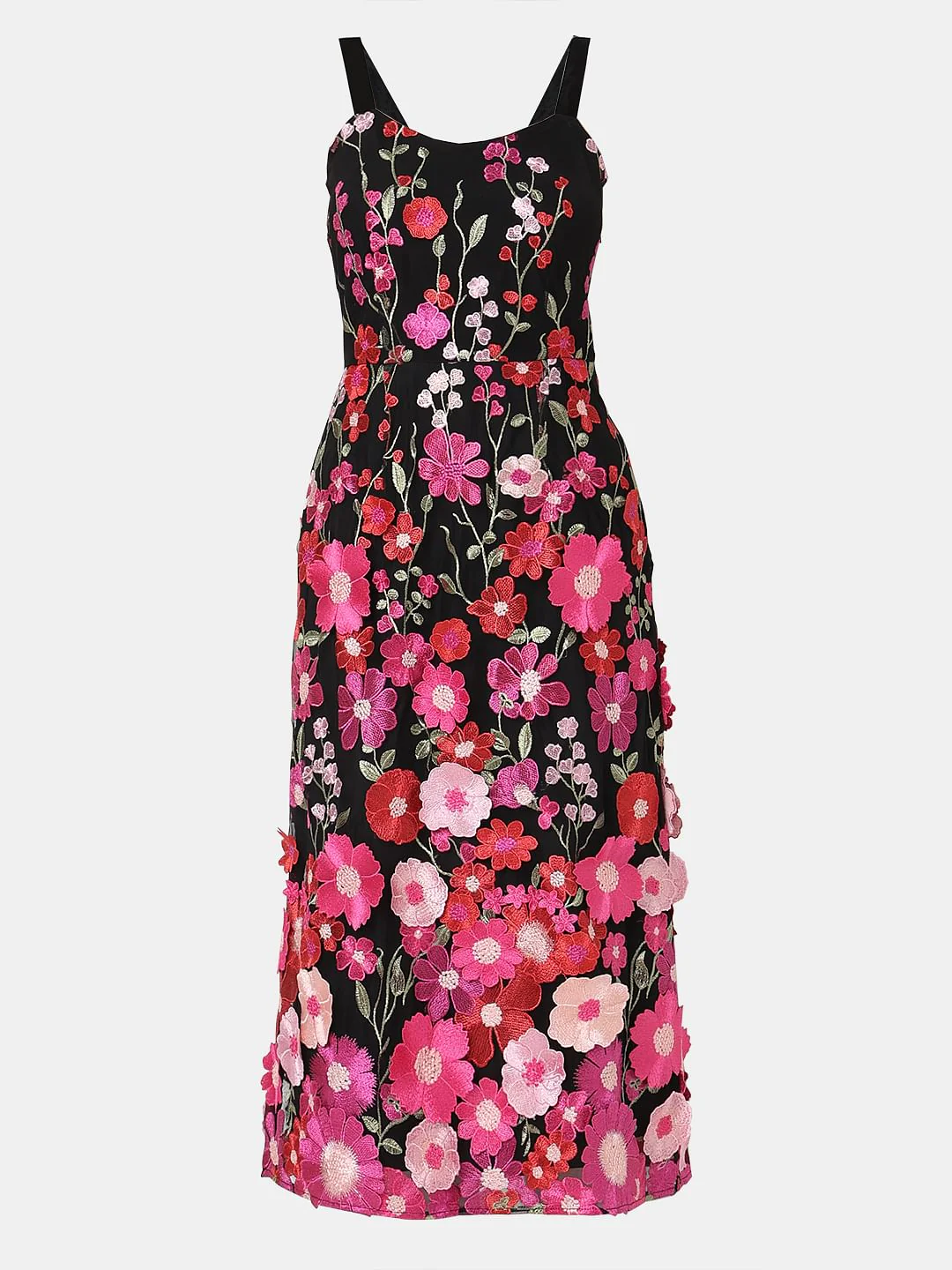 Marquee Black 3D Floral Midi Dress - Image 6