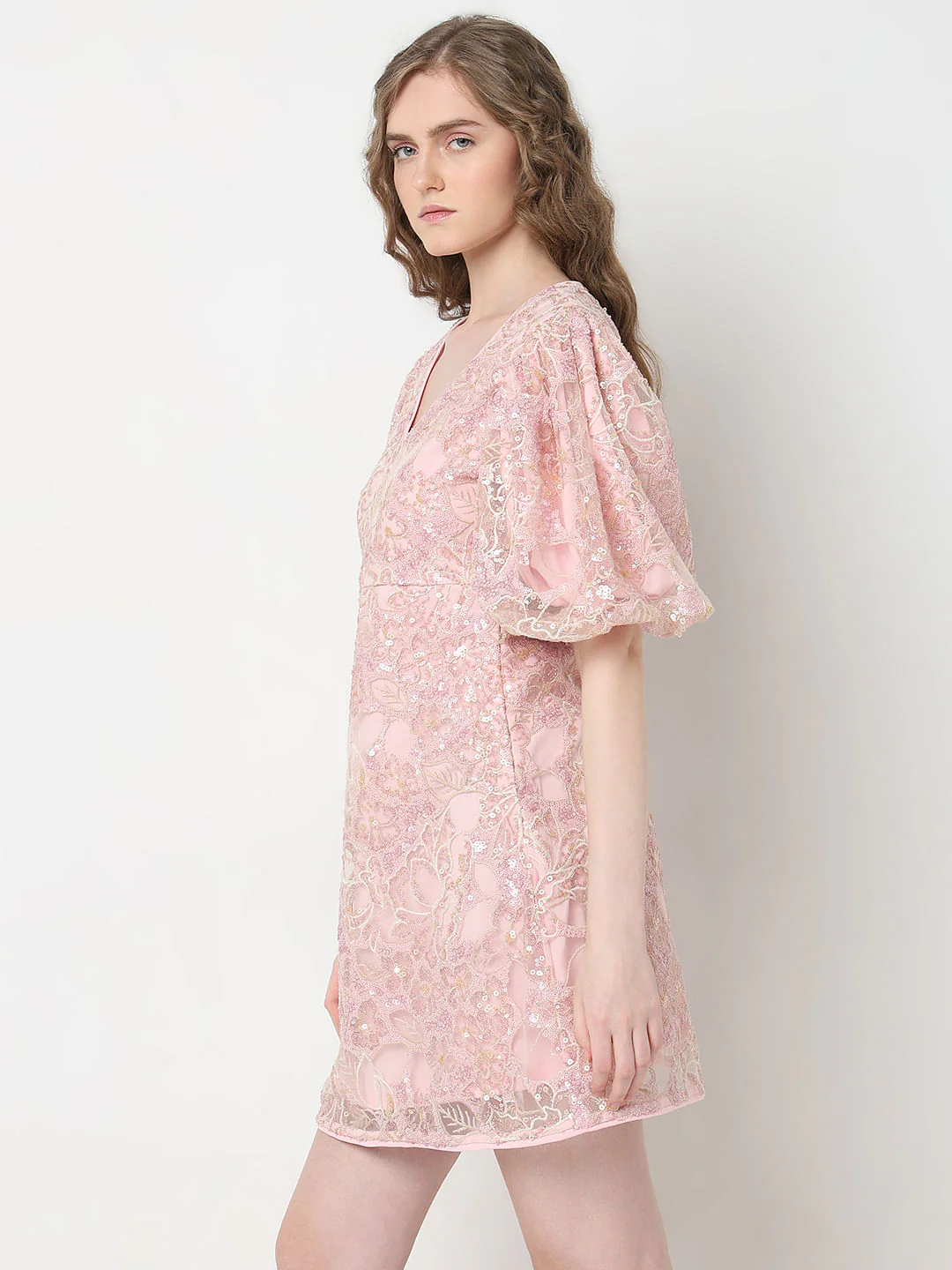 Marquee Light Pink Sequin Fit & Flare Dress - Image 3