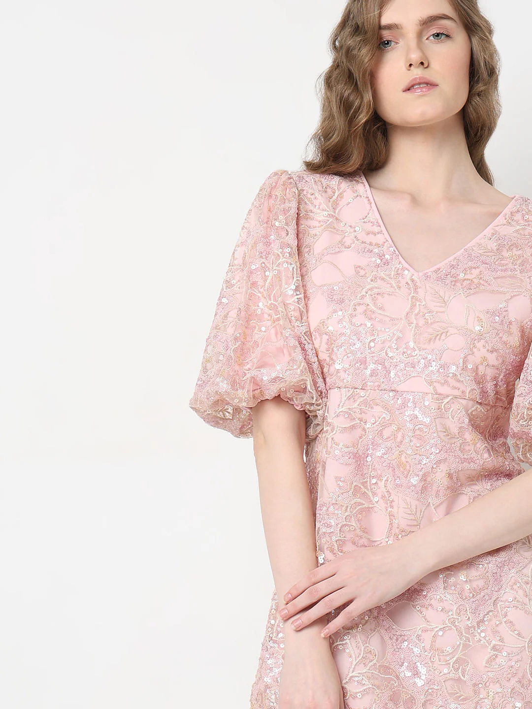 Marquee Light Pink Sequin Fit & Flare Dress - Image 6