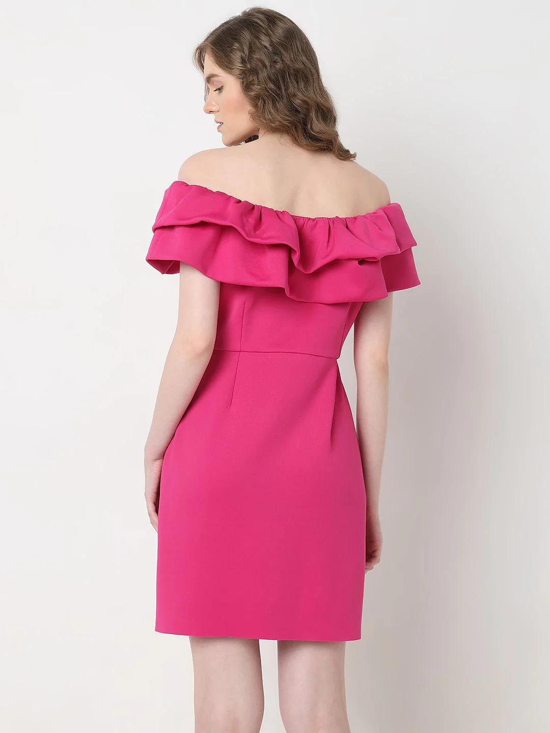 Marquee Hot Pink Bodycon Off-Shoulder Dress - Image 4