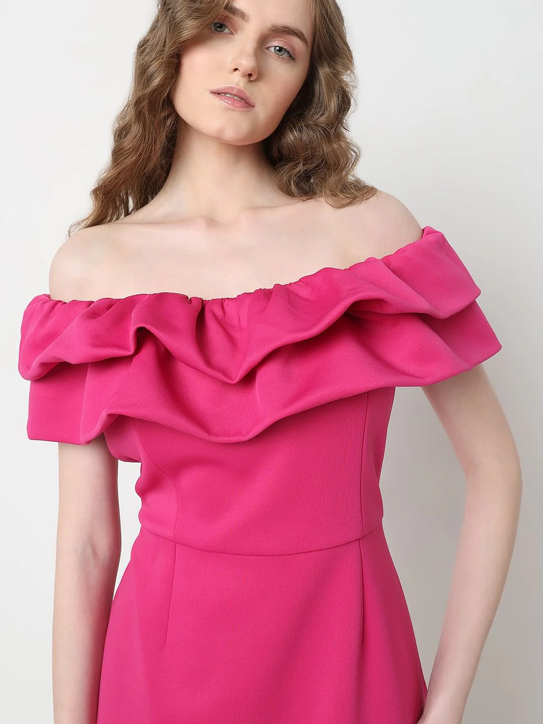 Marquee Hot Pink Bodycon Off-Shoulder Dress - Image 6