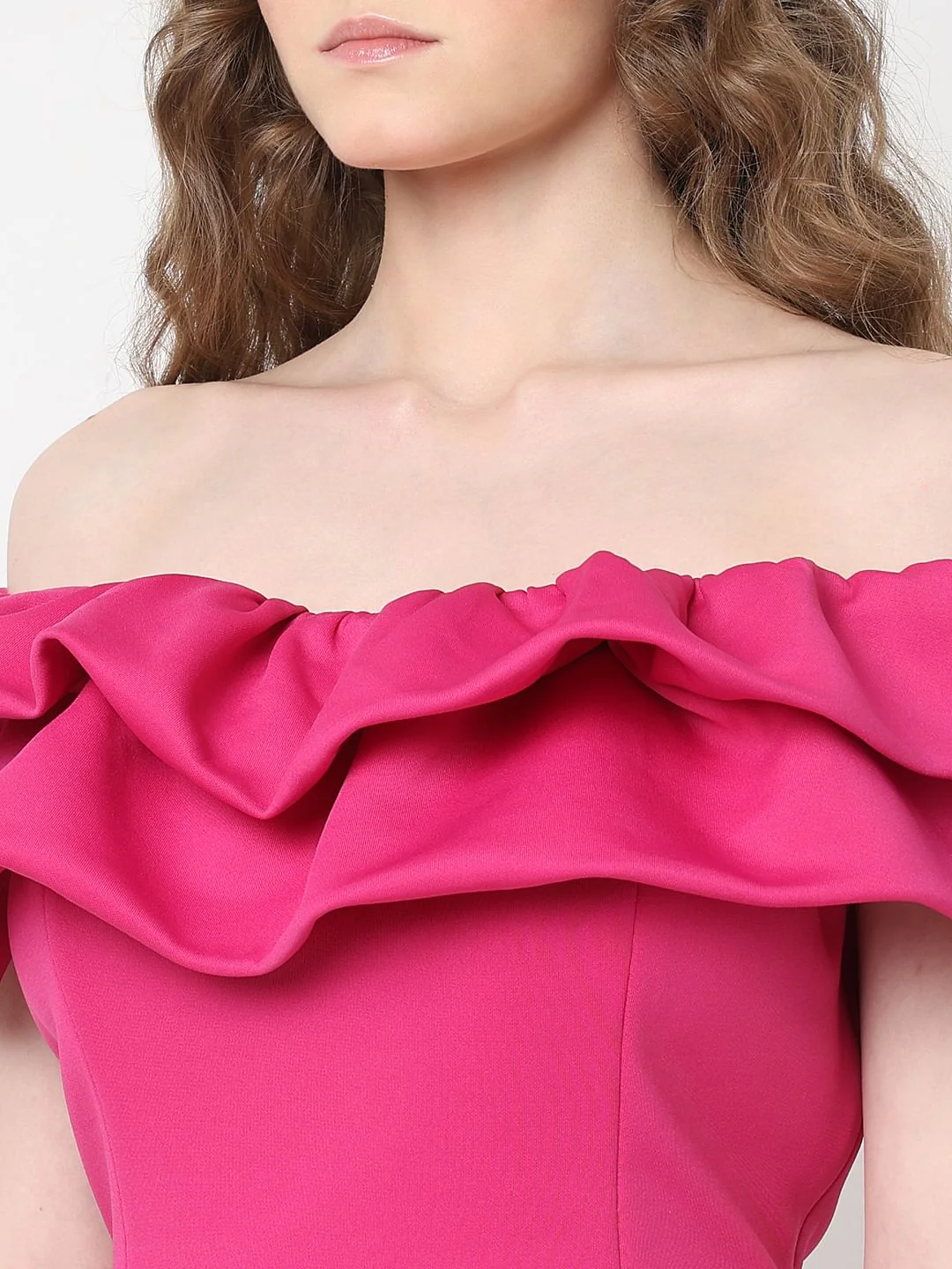 Marquee Hot Pink Bodycon Off-Shoulder Dress - Image 8