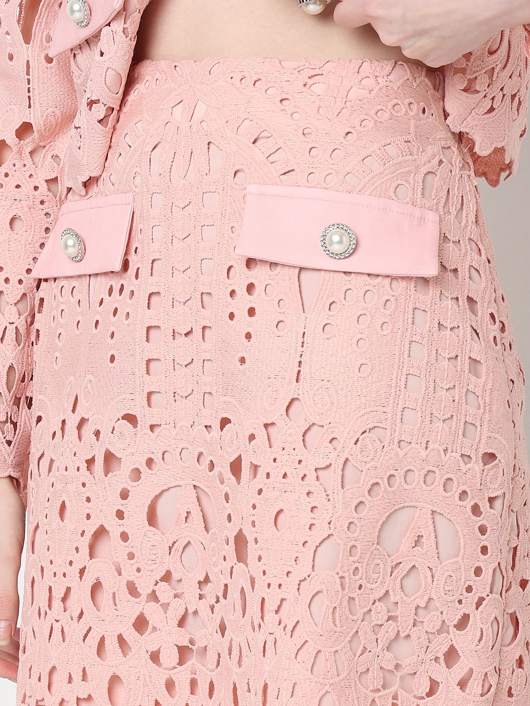 Marquee Pink Floral Lace Co-Ord Set Skirt - Image 8