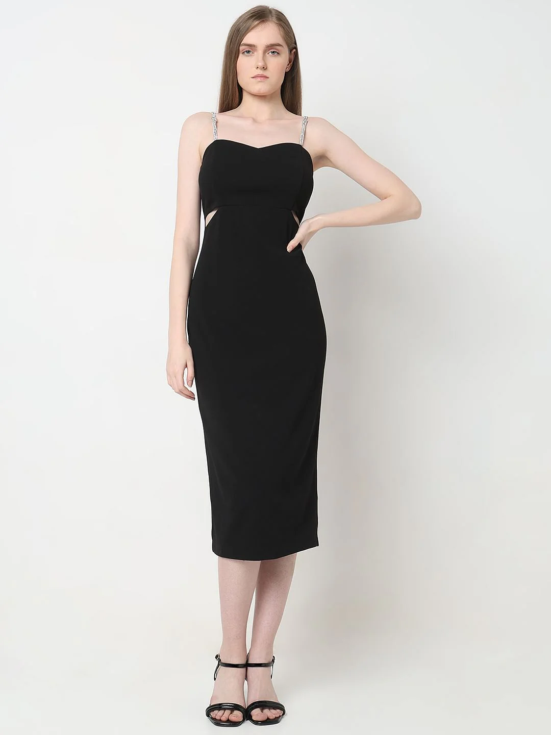 Marquee Black Cut-Out Midi Dress - Image 2