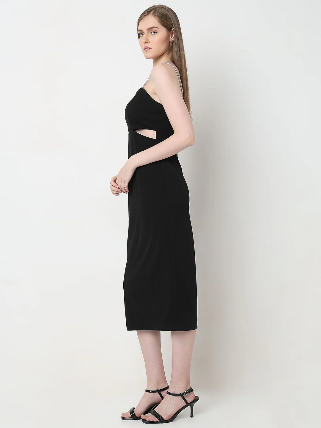 Marquee Black Cut-Out Midi Dress - Image 3