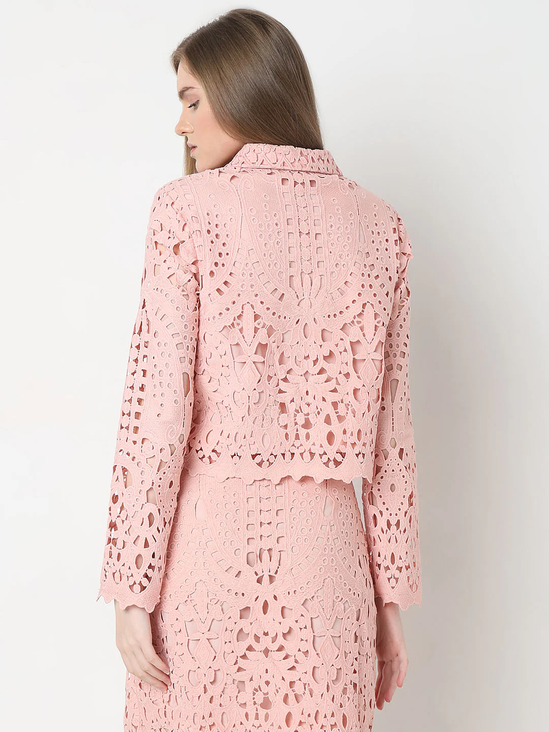 Marquee Pink Floral Lace Co-Ord Set Shirt - Image 4