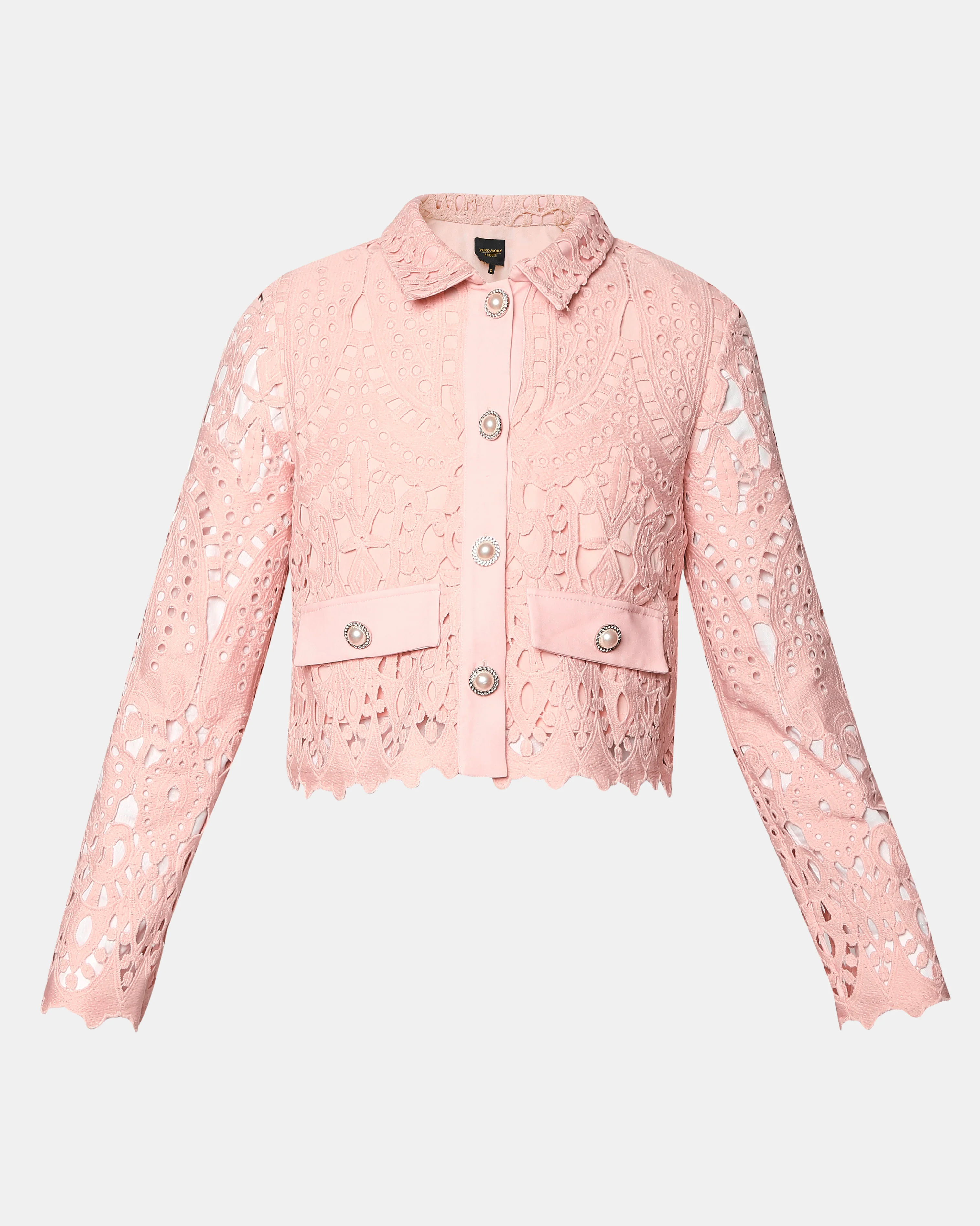 Marquee Pink Floral Lace Co-Ord Set Shirt - Image 7